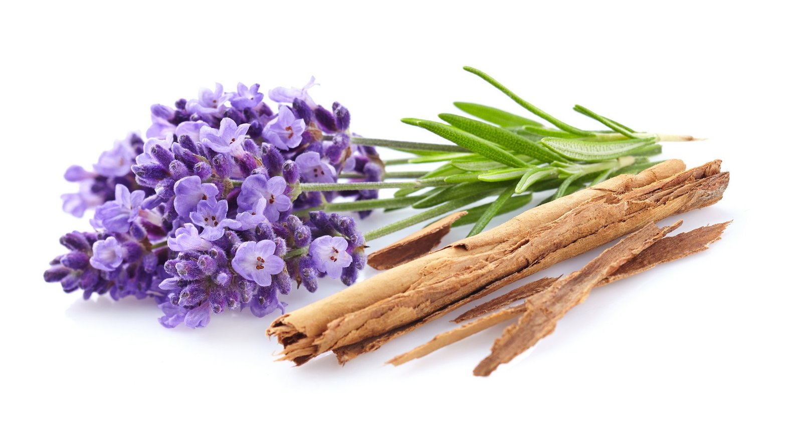 Lavendel, Zimt und Zitrusfrüchte auf Holztisch